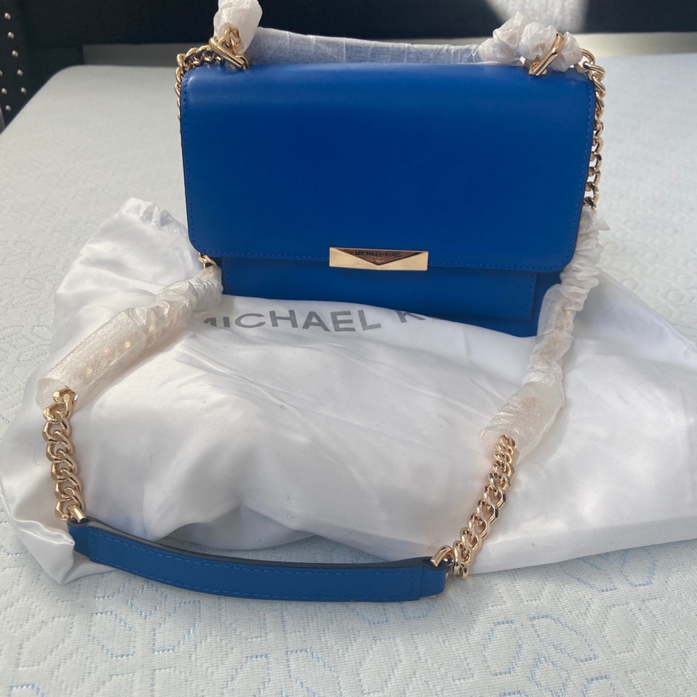 Michael Kors Blue Crossbody w/ Gold Chain